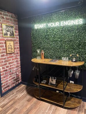 Speakeasy style basement hangout area 