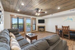 Living Room - Cable TV, Seasonal Fireplace, Direct Deck AccessBalcony Access