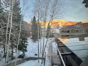 View from the living room of the ski slopes.