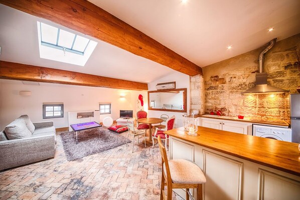 Living room with kitchen