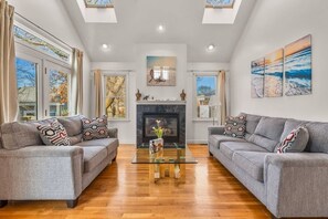 living room with fireplace
