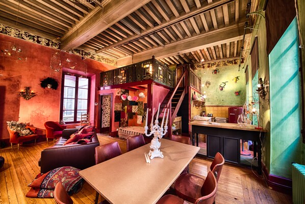 Living room and kitchen