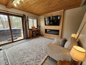 TV and fireplace