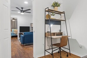 Each bedroom has a dedicated workspace.