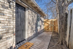 You have a private entrance that provides shade and seculsion.