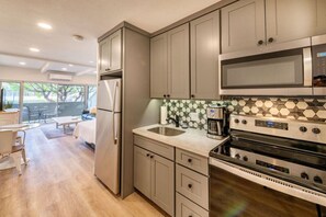 Updated kitchen ready for meals and morning coffee