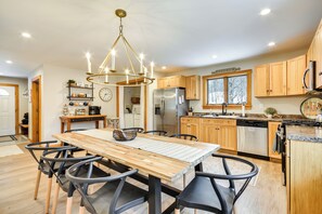 Kitchen & Dining Area | 2-Story Home | Free WiFi | Central Heating