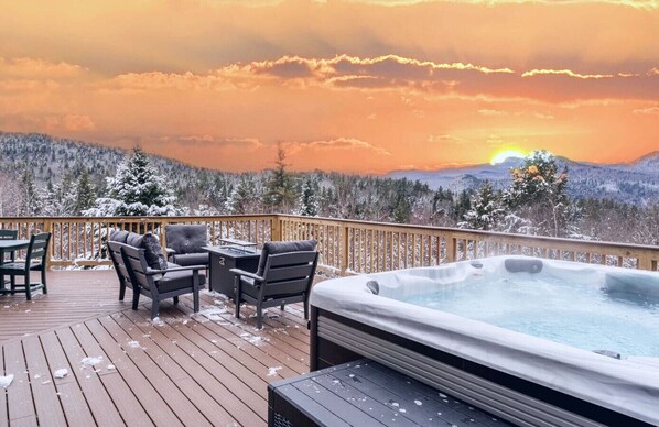 Take in the mountains from the hot tub