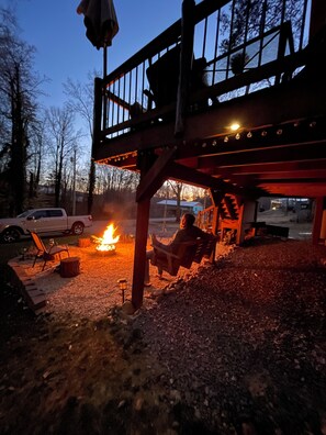 Front yard and fire pit view