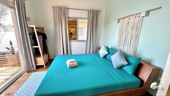This is your bedroom with memory foam mattress king size.  Included mosquito net