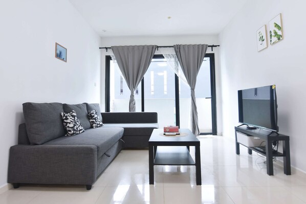 A comfy 3-seater sofa bed that folds out to a double.