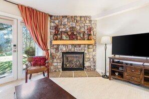 Relax with a good book next to the gas fireplace.