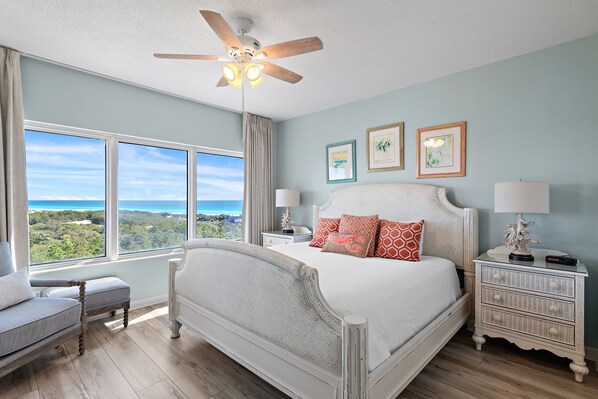 Master Bedroom with endless Gulf Views and the perfect spot to enjoy a beautiful sunrise!