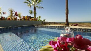 Hot tub with view of the ocean. Watch the whales go by or enjoy the sunset!