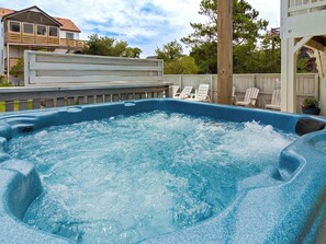 Relax in the bubbly hot tub!