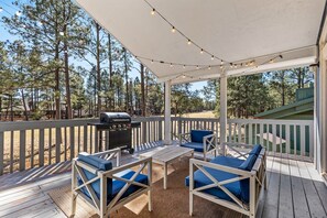 Outdoor deck with grill