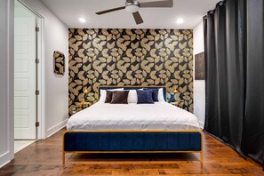 Bedroom One on the first floor with King bed and en suite bathroom