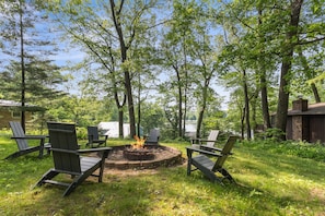 Enjoy a fire with views of Pine Lake!