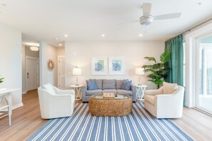Living Area with Deck Access and Water Views
