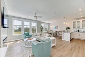 Living Area with Deck Access and Water Views