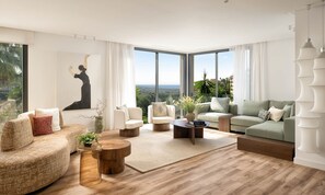 The living room with ocean view. 