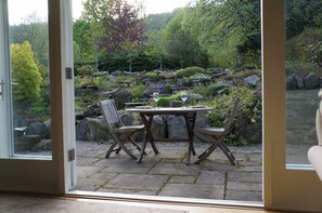 Patio at front of cottage
