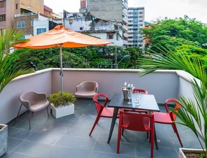 Nice terrace to relax after a hot day. Today we even have more furniture on the terrace making it even better.