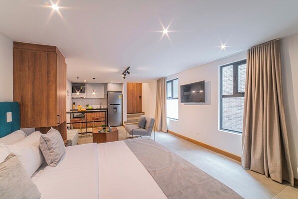 View of the studio with curtains open
