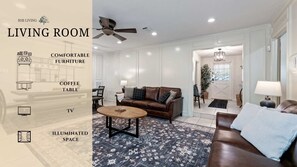 Stylish living with cozy, modern touches