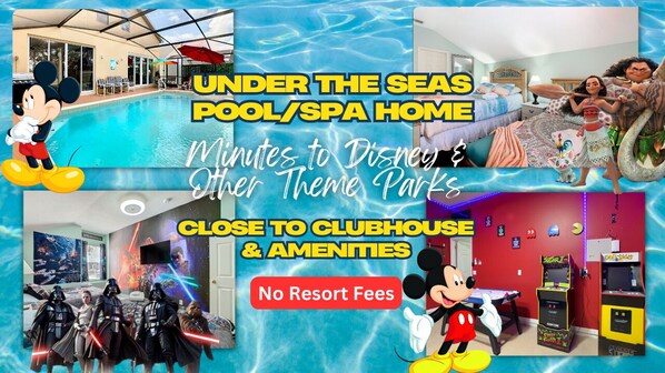 Welcome to our Under The Sea Vacation Pool/Spa Home! This home features Six bedrooms, three full baths, plus a private pool and spa!