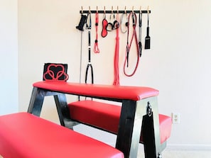 🔥 The Ultimate Sensory Playground 🔥
Step into an experience designed for intimate exploration and indulgence. The spanking bench offers a sturdy and comfortable setup for play, while the wall of floggers and impact toys ensures endless possibilities. Wet pads are provided for added comfort during bed activities, so you can fully embrace the moment without worry.
✨ Dare to e...