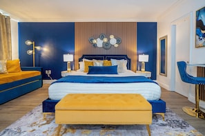 Super king bed, smart TV, sofa bed, AC