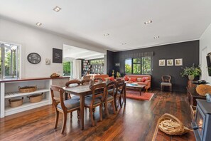 Dining area, with 2nd lounge area and fireplace