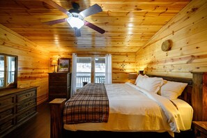The primary king suite boasts a luxurious ensuite bathroom