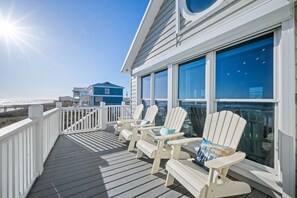Polywood chairs on beach front deck