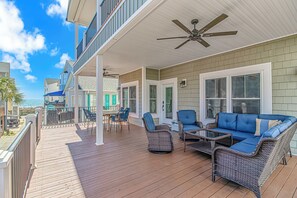Lower deck ocean view and seating for 14 people