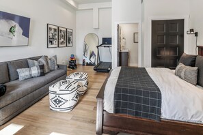 Ground floor queen bedroom with a pull out sleeper sofa and an ensuite bathroom
