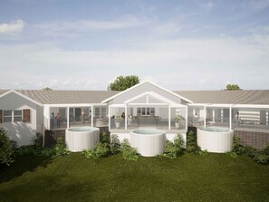 Estate House Villas decks and plunge pools (Willow Scape on right)
