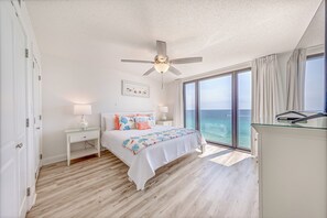 Gulf front master bedroom with a king size bed