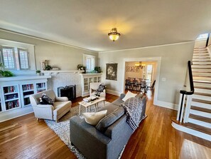 Our living room is off of the front entrance and leads to dining room, office, or stairs.