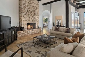 Gather around the fireplace and relax