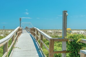 Outdoor shower by the beach walk