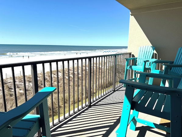 Balcony view with new polywood furniture