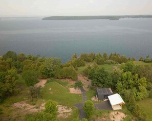 Eastern aerial view of property from road