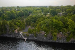 Western aerial view of property from lake