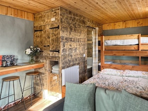 Open plan living space | Honeysuckle Bale Cabin - Straw Bale Cabins, Dallas