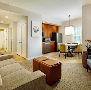 Living room, dining area