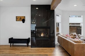 Gas fireplace.