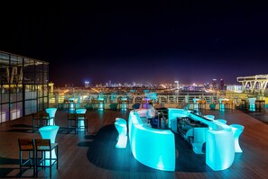 Rooftop bar at night