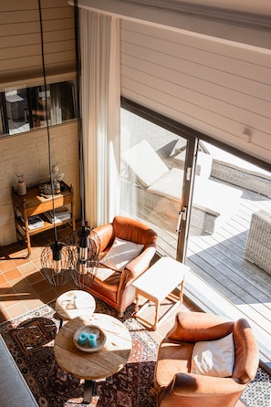 Lounge seating area and living room